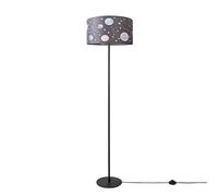 Paco Home Lampada Da Terra Bambini Lettura Cameretta Paralume Tessuto Rotondo Stelle Luna Bebè E27, Colore:Design 11 (Ø38 cm), Tipo di lampada___Colore:Lampada da terra a gamba singola - Nero