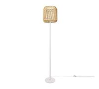Paco Home Lampada da terra E27, moderna, soggiorno, camera da letto, boho, rattan, Base della lampada: Bianco a una gamba, Paralume: Beige/Bianco (Ø28 cm)