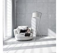 Paco Home Lampada Terra Ufficio Lampada Tavolo Vintage Deco Soggiorno Paralume Lampada Lettura Comodino Braccio E27, Tipo di lampada: Lampada da terra - Bianca, Colore:Bianco (Ø38cm)