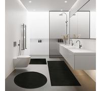 Paco Home Moderno Tappetino Bagno Tappeto Bagno Shaggy Morbido Diverse Grandezze e Colori, Dimensione:40x55 cm, Colore:Nero