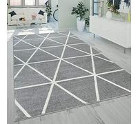 Paco Home Moderno tappeto a pelo corto per il soggiorno con design geometrico dal motivo a rombi, in grigio, Dimensione:160x220 cm