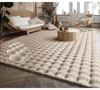 Paco Home Moderno tappeto soffice e morbido da soggiorno Bubble con pelliccia a pelo alto Disegno geometrico effetto alto-basso, Dimensione:120x160 cm, Colore:Crema 3