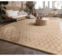 Paco Home Moderno tappeto soffice e morbido da soggiorno Bubble con pelliccia a pelo alto Disegno geometrico effetto alto-basso, Dimensione:160x220 cm, Colore:Beige 2