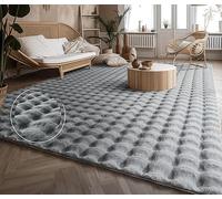 Paco Home Moderno tappeto soffice e morbido da soggiorno Bubble con pelliccia a pelo alto Disegno geometrico effetto alto-basso, Dimensione:160x220 cm, Colore:Grigio 3