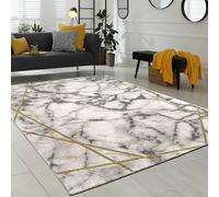 Paco Home Morbidi tappeti marmorizzati a pelo corto in grigio e oro per il soggiorno con motivi diversi, Dimensione:80x150 cm, Colore:Oro 3