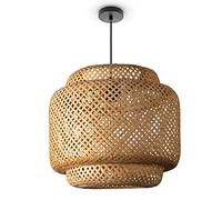 Paco Home Plafone Bambù Sospensione Boho Soggiorno Lampada A Cesto Natura Vintage E27 Retrò Bar, Tipo di lampada:Luce a sospensione - Tipo 1, Colore/Dimensione:Beige (Ø40cm)