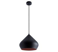 Paco Home Sospensione Lampada Cucina Sospesa Sala Da Pranzo Lampada Da Tavola Ø38cm Interno Rame 1,5m Cavo Tessuto Regolabile E27, Lampadina: Senza illuminante, Colore: Nero Rame