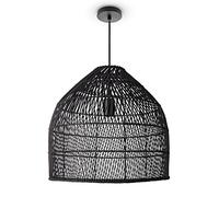 Paco Home Sospensione Soggiorno Boho Lampade A Cesto Rattan Sala Da Pranzo Lampada Carta E27, Tipo di lampada:Luce a sospensione - Tipo 1, Colore:Nero (Ø44 cm)
