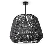Paco Home Sospensione Soggiorno Boho Lampade A Cesto Rattan Sala Da Pranzo Lampada Carta E27, Tipo di lampada:Luce a sospensione - Tipo 9, Colore:Nero (Ø40cm)