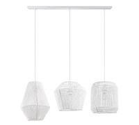 Paco Home Sospensione Tavolo Da Pranzo Cesto Boho Sala Da Pranzo Lampada E27 Rattan carta, Colore:Bianco (Ø28 + Ø30 + Ø33cm), Tipo di lampada___Colore:Luce a sospensione - Bianca
