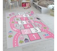 Paco Home Tappeti da gioco a pelo corto colorati per camerette dei bambini con diversi motivi, Dimensione:80x150 cm, Colore:Pink 2