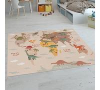 Paco Home Tappeti da gioco a pelo corto colorati per camerette dei bambini con diversi motivi, Dimensione:120x160 cm, Colore:Beige 2
