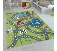Paco Home Tappeti da gioco a pelo corto colorati per camerette dei bambini con diversi motivi, Dimensione:200 cm quadrato, Colore:Verde 2