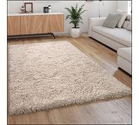 Paco Home Tappeto A Pelo Alto Morbido Moderno Shaggy Stile Flokati Accogliente Tinta Unita In Beige, Dimensione:80x150 cm