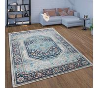 Paco Home Tappeto a pelo corto per interni ed esterni per il balcone e la terrazza, dal design orientale in blu, Dimensione:240x330 cm