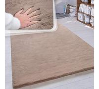Paco Home Tappeto a Pelo Lungo Shaggy Morbido per Soggiorno e Camera da Letto Finto Pelliccia Moderna e Soffice Monocolore, Dimensione:160x230 cm, Colore:Beige