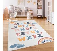 Paco Home Tappeto Bambini Cameretta Bambina Ragezzi Antiscivolo Arcobaleno Cuore Polkadot, Dimensione:120x160 cm, Colore:Multicolore