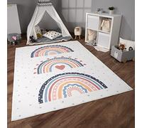Paco Home Tappeto Bambini Cameretta Bambina Ragezzi Antiscivolo Arcobaleno Cuore Polkadot, Dimensione:200x280 cm, Colore:Multicolore 2