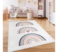 Paco Home Tappeto Bambini Cameretta Bambina Ragezzi Antiscivolo Arcobaleno Cuore Polkadot, Dimensione:200x280 cm, Colore:Multicolore 2