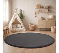 Paco Home Tappeto Bambini Cameretta Bambina Ragezzi Tappeto Morbido Antiscivolo Moderno, Dimensione:Ø 160 cm tondo, Colore:Antracite