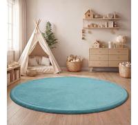 Paco Home Tappeto Bambini Cameretta Bambina Ragezzi Tappeto Morbido Antiscivolo Moderno, Dimensione:80 cm tondo, Colore:Blu