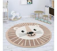 Paco Home Tappeto Bambini Cameretta Rotondo Moderno Femmine Maschi Luna Koala Leone, Dimensione:150 cm Rund, Colore:Beige