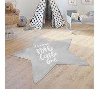 Paco Home Tappeto Bambini Femmine Maschi Tappeto Cameretta Stelle Moderno Con Scritta, Dimensione:Forma a stella da 120 cm, Colore:Grigio