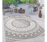 Paco Home Tappeto Cucina Da Esterno Salotto Moderno Balcone Terrazo Motivo Persiano Marocco Etnico Mandala, Dimensione:240x340 cm, Colore:Grigio
