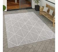 Paco Home Tappeto Cucina Da Esterno Salotto Moderno Balcone Terrazo Motivo Scandinavo Geometrico Moderno Etnico Rombi Design, Dimensione:120x160 cm, Colore:Grigio