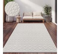 Paco Home Tappeto Cucina Da Esterno Salotto Moderno Balcone Terrazo Motivo Scandinavo Motivo Boho Monocolore, Dimensione:160x230 cm, Colore:Crema 4