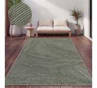 Paco Home Tappeto Cucina Da Esterno Salotto Moderno Balcone Terrazo Motivo Scandinavo Motivo Boho Monocolore, Dimensione:160x220 cm, Colore:Verde 2