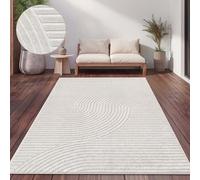 Paco Home Tappeto Cucina Da Esterno Salotto Moderno Balcone Terrazo Motivo Scandinavo Motivo Boho Monocolore, Colore:Crema 2, Dimensione:160x220 cm