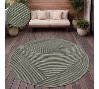 Paco Home Tappeto Cucina Da Esterno Salotto Moderno Balcone Terrazo Motivo Scandinavo Motivo Boho Monocolore, Dimensione:Ø 120 cm tondo, Colore:Verde 2