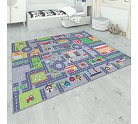Paco Home Tappeto da gioco per la camera dei bambini, grigio, con strade, ragazze, ragazzi, Dimensione:160x220 cm, Colore:Grigio 2