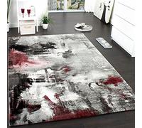 Tappeto Dal Design Moderno E Motivo Tela Effetto Mélange - Grigio, Rosso, Panna