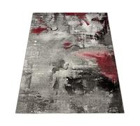 Paco Home Tappeto Dal Design Moderno E Motivo Tela Effetto Mélange - Grigio, Rosso, Panna, Dimensione:120x170 cm