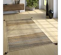 Paco Home Tappeto Design Tessuto Kelim Lavorato A Mano 100% Cotone Moderno Fantasia Beige, Dimensione:160x220 cm
