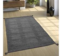 Paco Home Tappeto Design Tessuto Kelim Lavorato A Mano 100% Cotone Moderno Mélange Grigio, Dimensione:80x150 cm