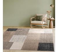 Paco Home Tappeto Di Design Moderno A Quadri Tappeto A Pelo Corto Marrone Crema, Dimensione:140x200 cm