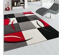 Paco Home Tappeto Di Design Orlo Modello A Quadri Nei Colori Bianco Rosso Grigio Nero, Dimensione:200x290 cm
