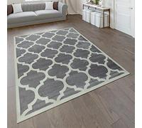 Paco Home Tappeto Di Design Soggiorno Tappeto Tessuto Piatto Moderno Moda Tappeto In Grigio Bianco, Dimensione:120x170 cm