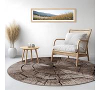 Paco Home Tappeto Elegante Di Design Con Tronco D'Albero Natura Grigio Marrone Beige, Dimensione:Ø 80 cm tondo