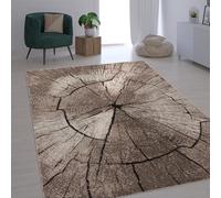 Paco Home Tappeto Elegante Di Design Con Tronco D'Albero Natura Grigio Marrone Beige, Dimensione:140x200 cm