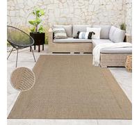 Paco Home Tappeto in iuta per interni-esterni - Naturale e nero, robusto ed elegante, ideale per il patio e il soggiorno, Dimensione:240x340 cm, Colore:Beige
