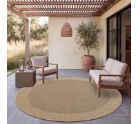 Paco Home Tappeto in iuta per interni-esterni - Naturale e nero, robusto ed elegante, ideale per il terrazza e il soggiorno, Beige 1, 160 cm tondo