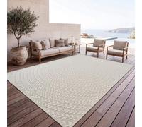 Paco Home Tappeto in iuta per interni-esterni - Naturale e nero, robusto ed elegante, ideale per il terrazza e il soggiorno, Crema 6, 160x230 cm