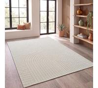 Paco Home Tappeto in iuta per interni-esterni - Naturale e nero, robusto ed elegante, ideale per il terrazza e il soggiorno, Crema 5, 200x290 cm
