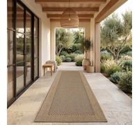 Paco Home Tappeto in iuta per interni-esterni - Naturale e nero, robusto ed elegante, ideale per il terrazza e il soggiorno, Beige 1, 80x250 cm