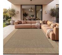 Paco Home Tappeto in iuta per interni-esterni - Naturale e nero, robusto ed elegante, ideale per il terrazza e il soggiorno, Beige 1, 120x170 cm