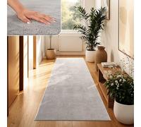 Paco Home Tappeto Moderno e Morbido per Soggiorno a Pelo Corto Lavabile Fluffy Uni Effetto Pelliccia Senza Tempo Elegante Antiscivolo Facile da Pulire, Dimensione:80x150 cm, Colore:Grigio